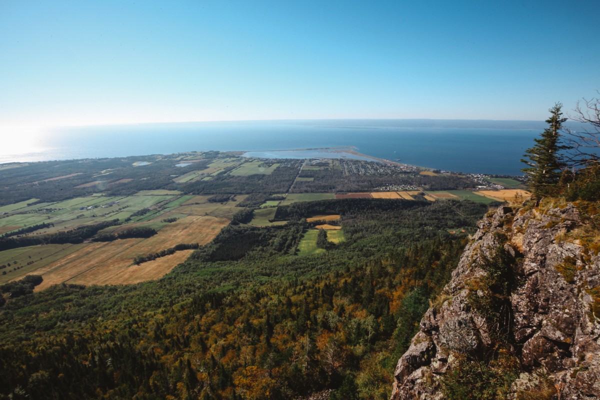 The view over Baie des Chaleurs from Oratoire Notre-Dame-du-Mont-St-Joseph. The "Bay of Warmth" was in a heat spell when Cartier first arrived. Not so for us...