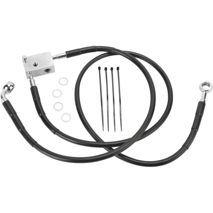 Drag Specialties Stainless Steel Rear Brake Line Kit Black Vinyl 351