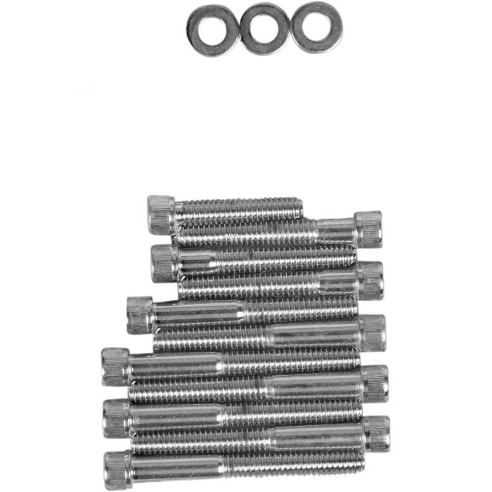 Drag Specialties Cam Cover SocketHead Bolt Set Chrome Knurled