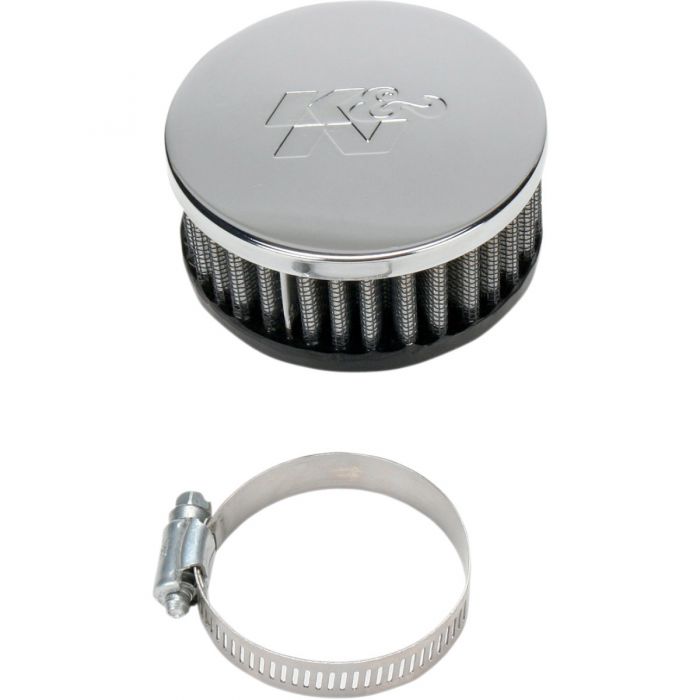 K&N Universal Air Filter Chrome Round Straight RC2870 FortNine