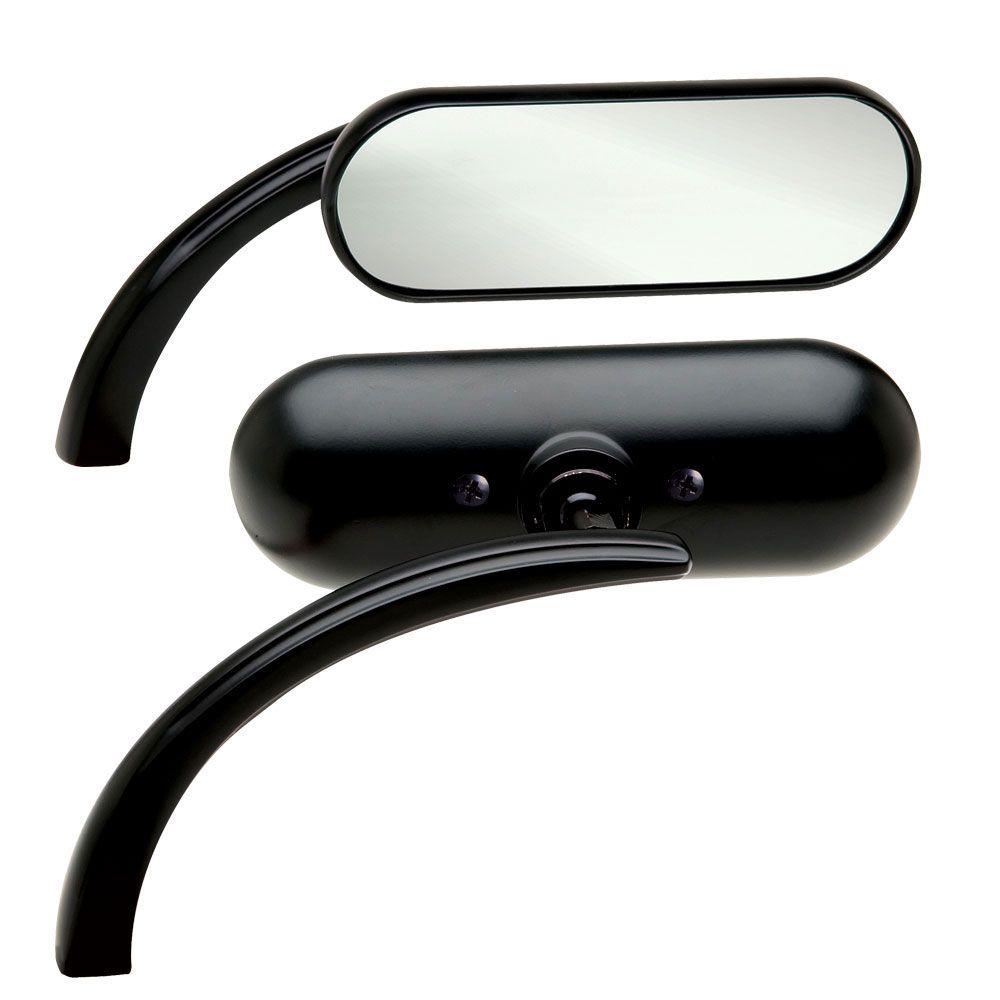 Arlen Ness Micro Die-Cast Mini Oval Mirror - Left - Black - 13-412