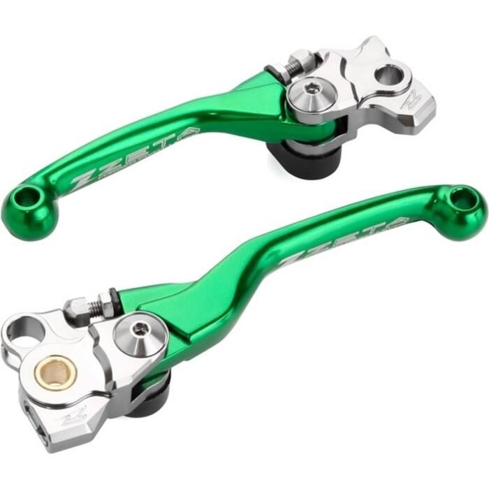 Zeta FP Pivot Brake & Clutch Lever Set Green - 4-Finger - ZE44