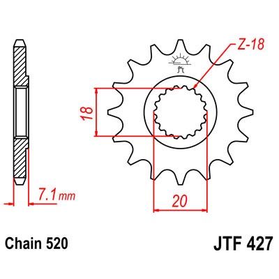 JT Sprockets Steel Front Sprocket 13T (520) - JTF427.13 | FortNine