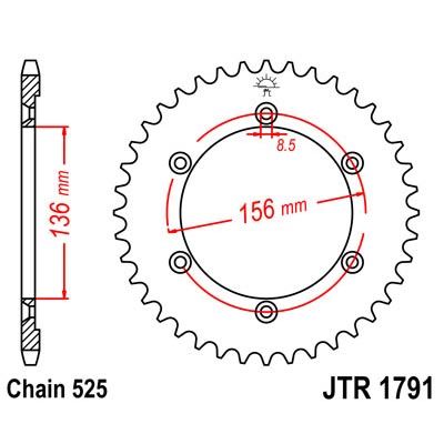 Kettenrad Stahl 43 Zähne Teilung 525 | Kettenräder | Antrieb | Motorrad