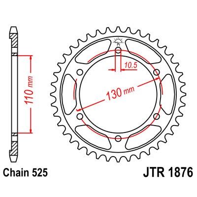 JT Sprockets Steel Rear Sprocket 43T (525) - JTR1876.43 | FortNine