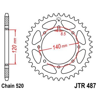 JT Sprockets Steel Rear Sprocket 43T (520) - JTR487.43 | FortNine