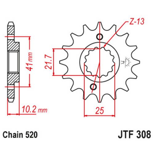 セレスタイト5.4kg　－ｍｔ398 JT Rubber Cushioned Steel Front Sprocket 15T (520) - JTF308.15RB