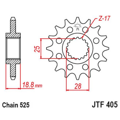 JT Steel Front Sprocket 19T (525) - JTF405.19 | BMW F800R 2009