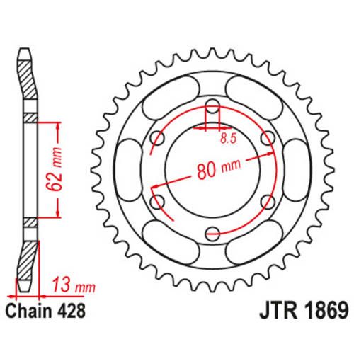 JT Steel Rear Sprocket 45T (428) - JTR1869.45 | Yamaha XT225 1992
