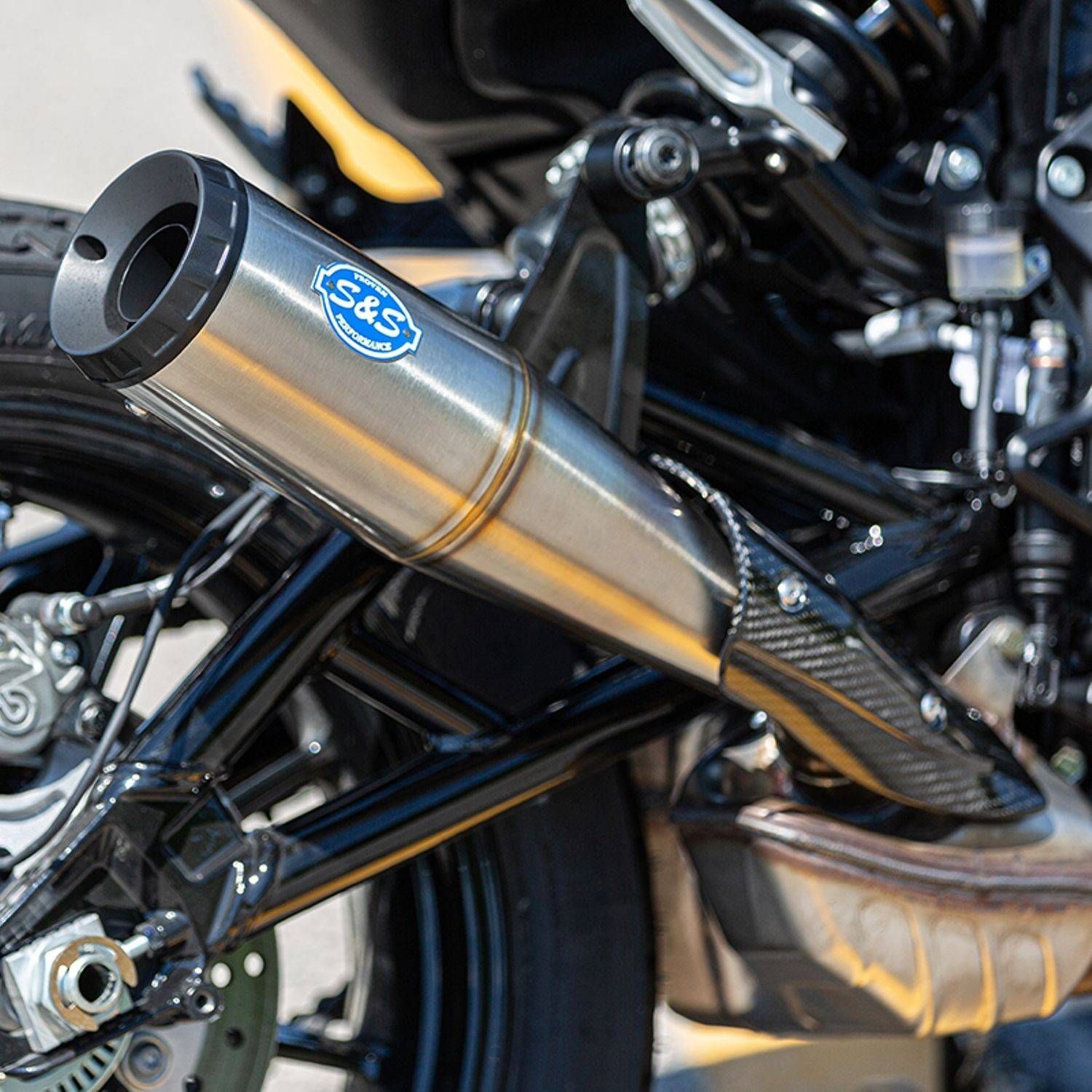 S&S Cycle Grand National Slip-On Muffler Stainless Steel / Black