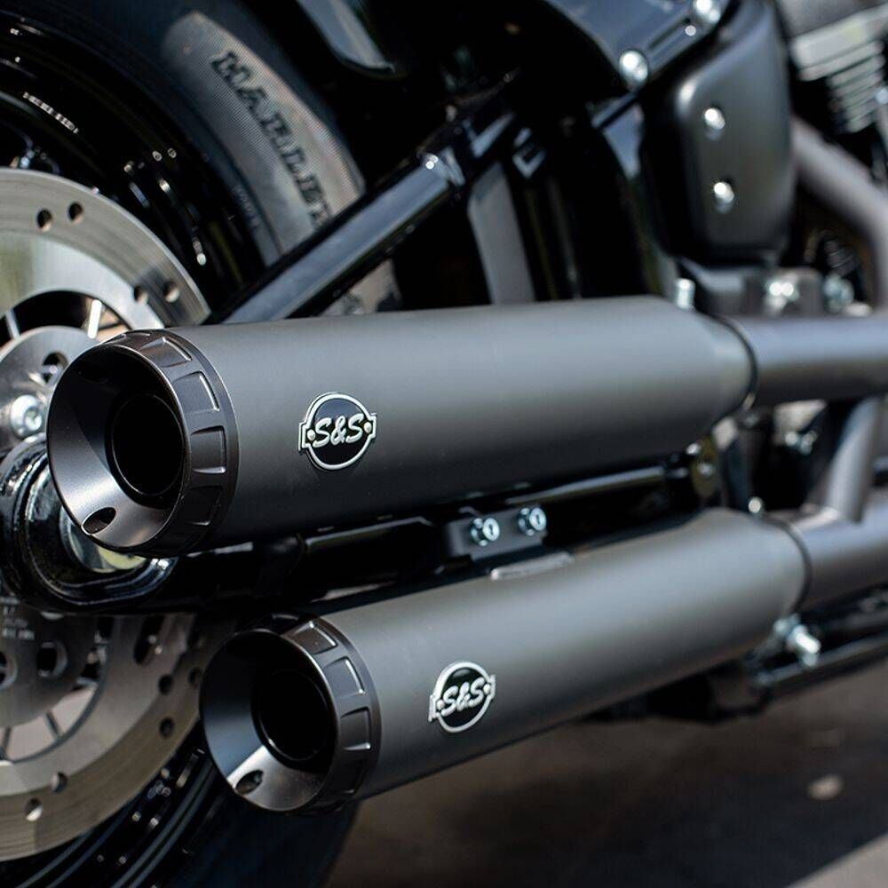 S&S Cycle Grand National Slip-On Muffler Black / Black - 550-0754B