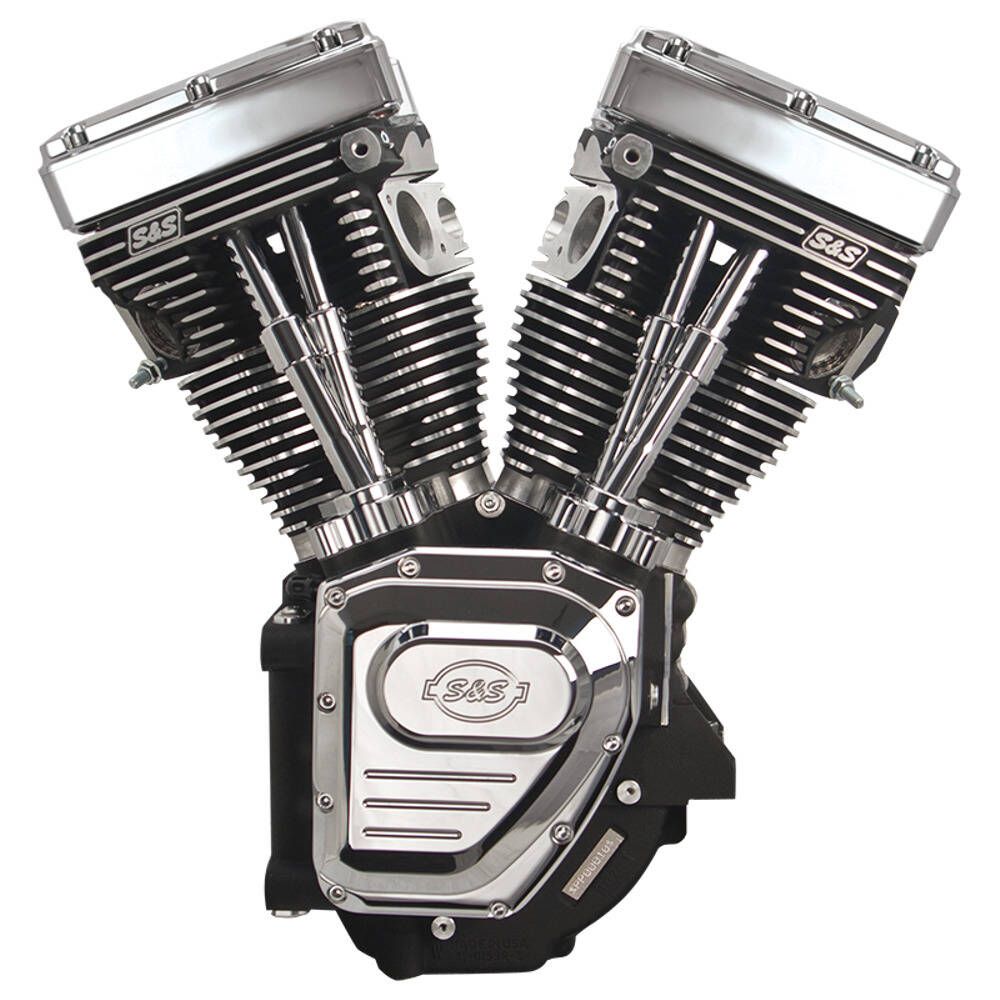 S&S Cycle T124LC Long Block Engine Wrinkle Black/Chrome - 310
