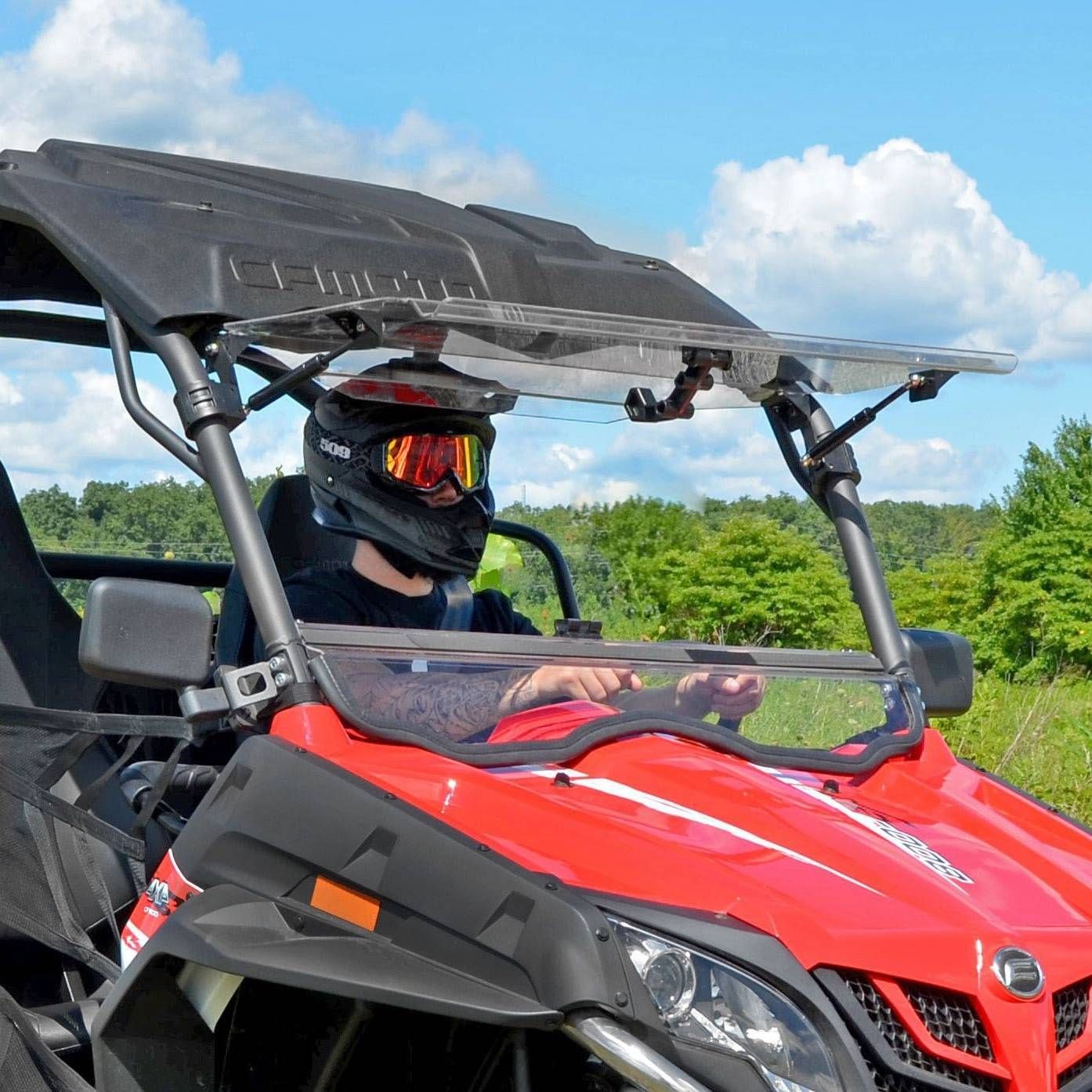 SuperATV Flip Windshield - Scratch Resistant Poly - Clear - FWS-CF