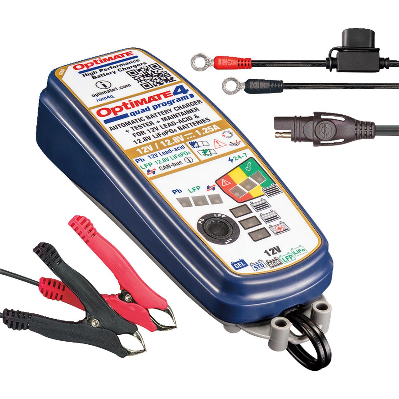 Optimate 4Quad バッテリーチャージャー 12V TecMate OptiMate 4 Quad Program Battery Charger/Maintainer - TM