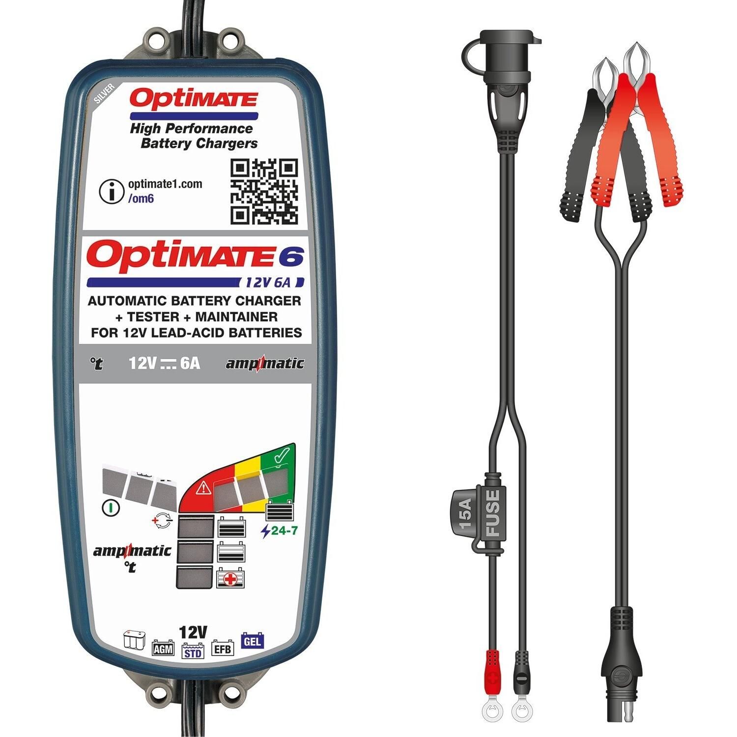 TecMate OptiMate 6 Ampmatic 12V 6A Battery Charger/Maintainer - TM