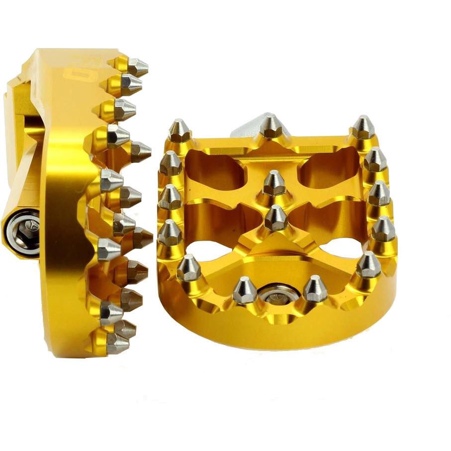 Flo Motorsports V2 MX Style Footpegs - Gold - FPEG-800GLD | FortNine