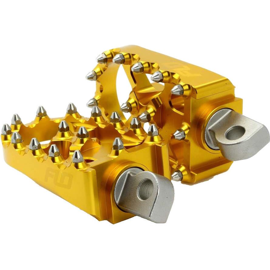 Flo Motorsports V2 MX Style Footpegs - Gold - FPEG-800GLD | FortNine