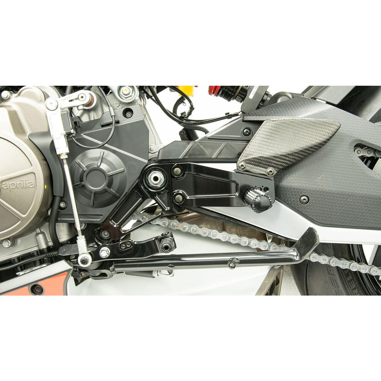 Graves Adjustable Rearsets - Black - RSA-21RS6-KAF | Aprilia RS