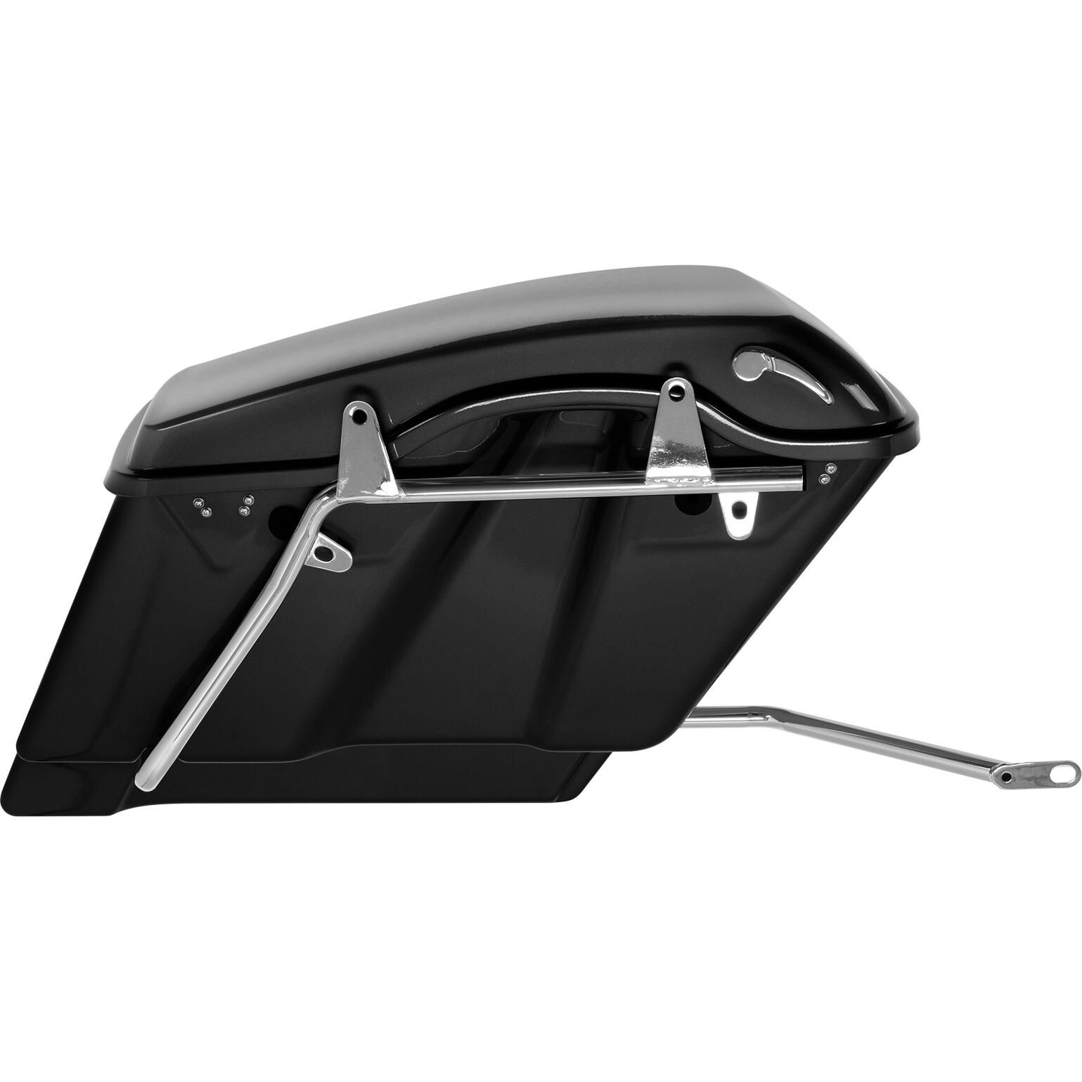 HogWorkz Standard Saddlebag Conversion Kit Vivid Black with Chrome