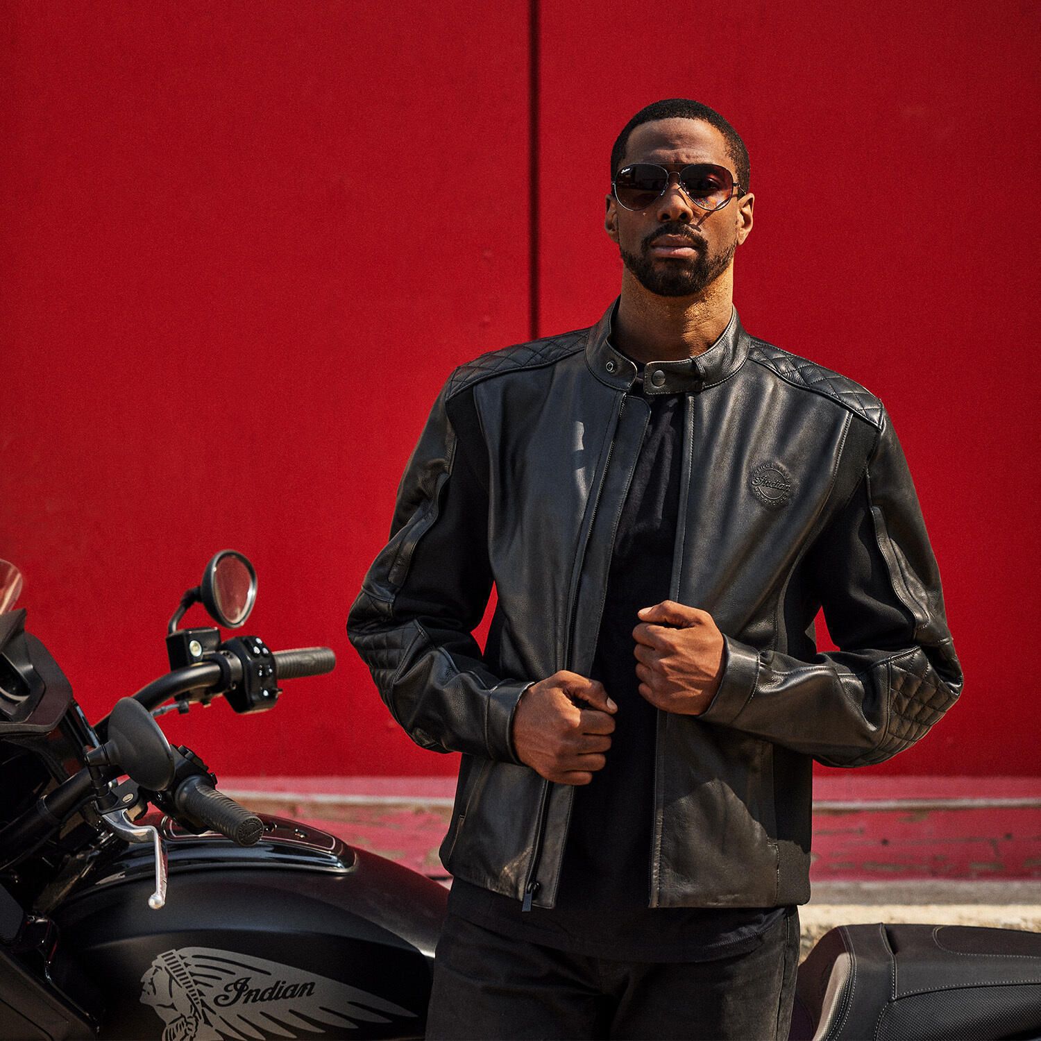 Indian Motorcycle カウレザー ジャケット ブラック Indian Lambeth CE Leather Jacket | FortNine