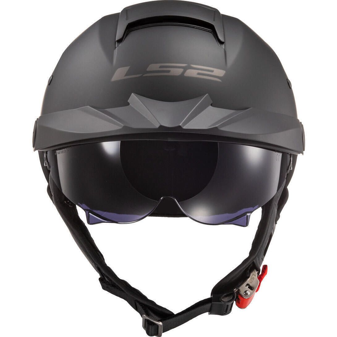 Ls2 Half Helmet With Shield LS2 HH590 Rebellion Solid Helmet