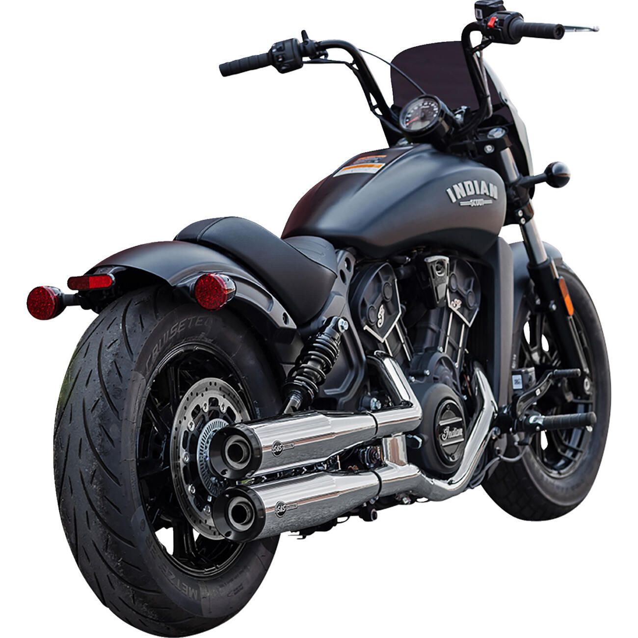 S&S Cycle Grand National Slip-On Mufflers - Chrome - Black End