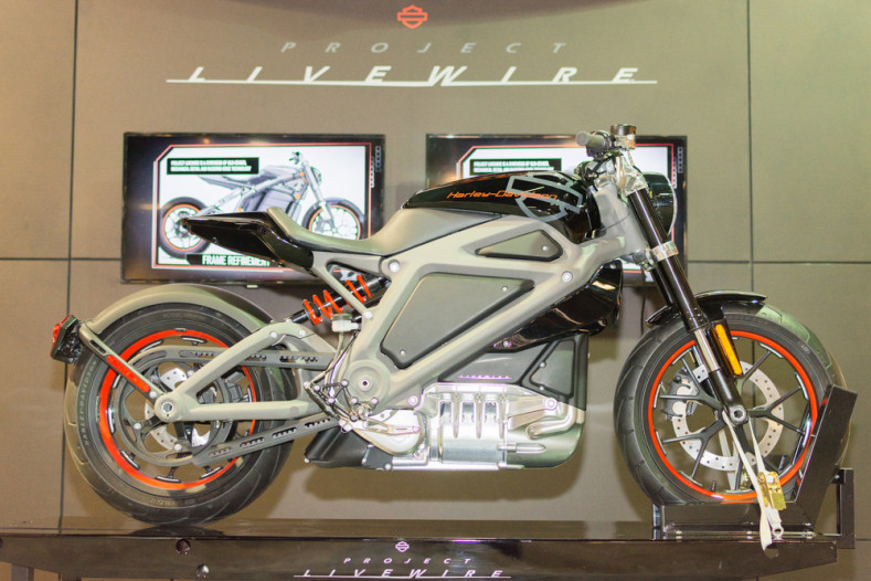 Harley-Davidson Project LiveWire Electric Motorcycle 2015 motorcycle on display at the International Motorcycle Show