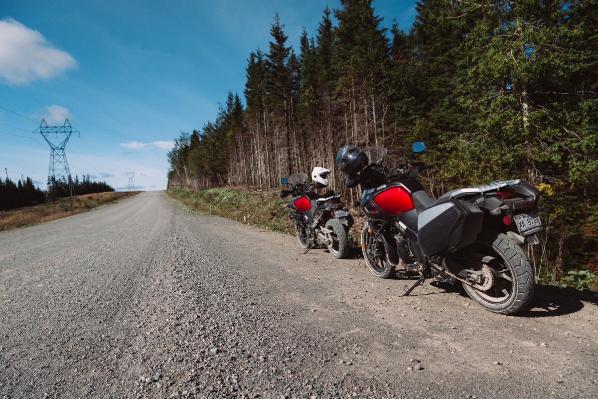 Heading deeper into the Chic Choc Mountains. They top out around 1000 metres and are fairly flat on top, so there's nothing to inhibit this endless network of dirt roads.