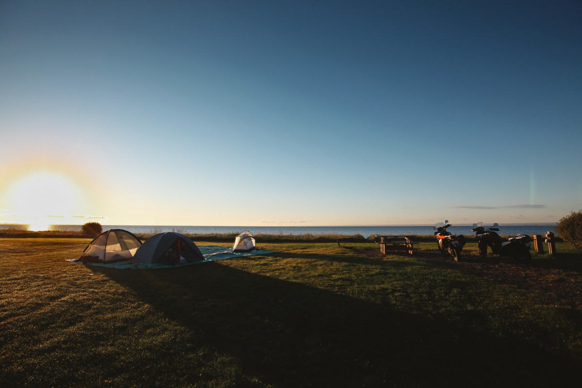 Our covert camping spot in Carleton-sur-mer.